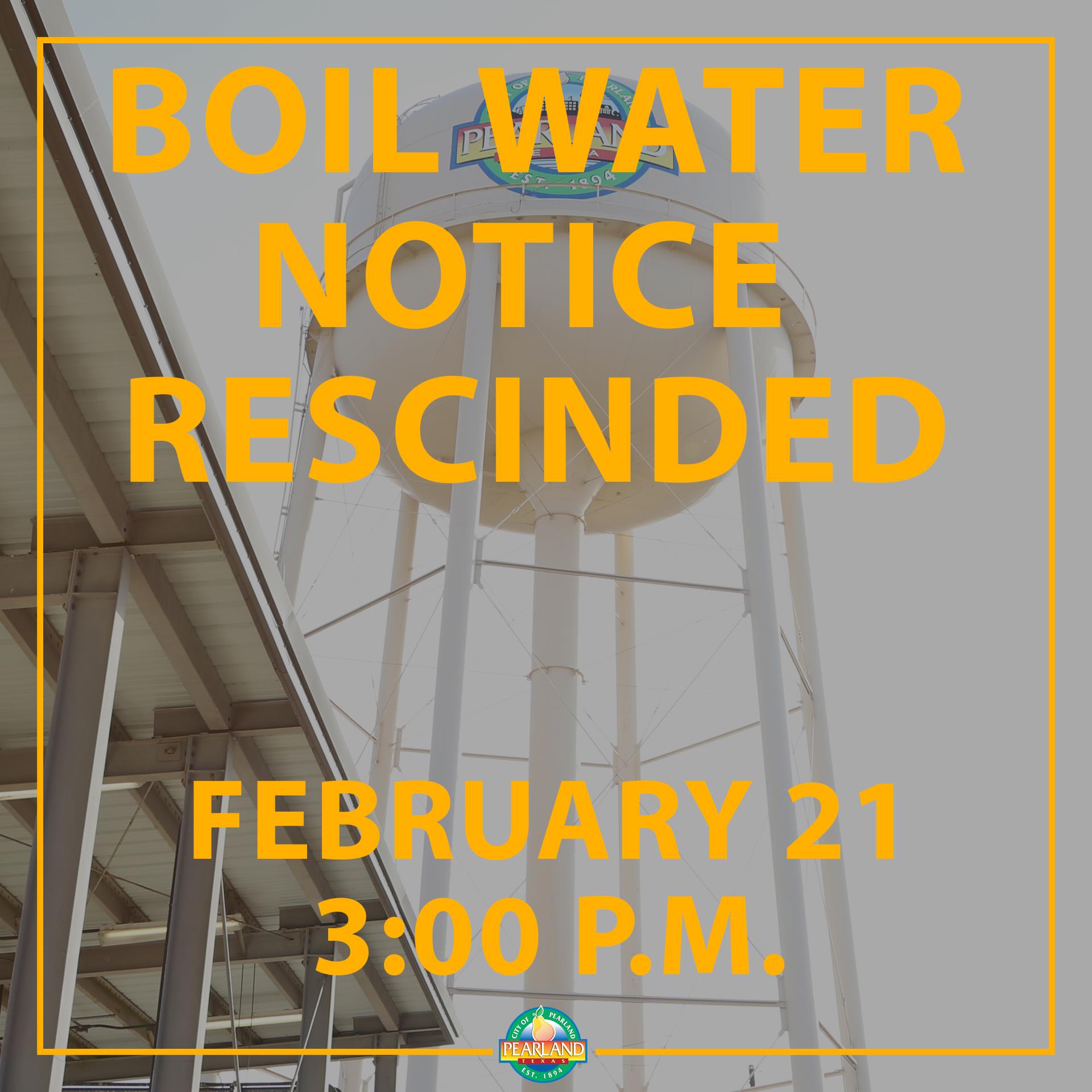 Boil Water Notice Rescinded