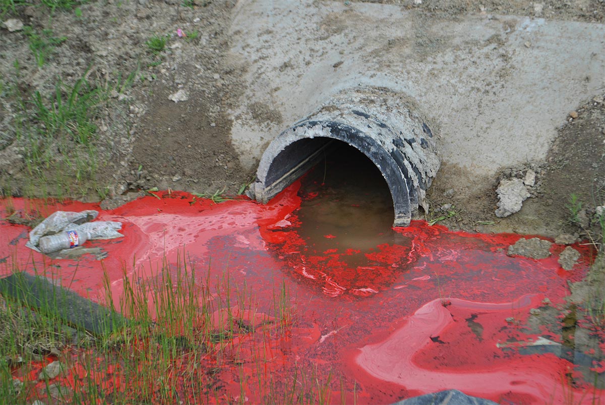 orange spill into waterway